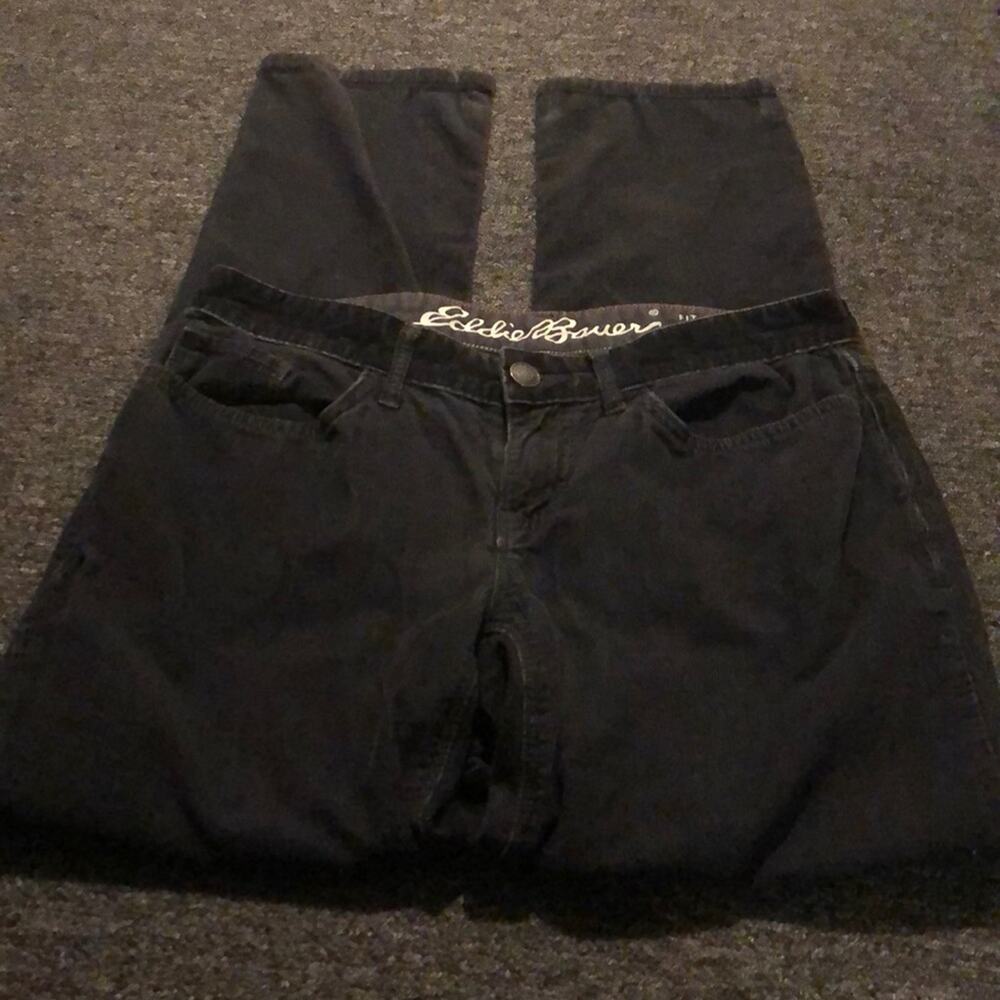 Eddie Bauer Brand Women's Boyfriend Style Relaxed Leg Dark Gray Corduroy Pants 6